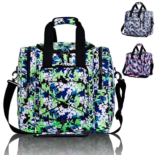 Hsmihair Bowling Ball Bag for Single Ball, Bowling Tote with Padded Holder,Fits Shoes up to Men’s Size 14, Carry Bag for Bowling Accessories - color: CamoGreen