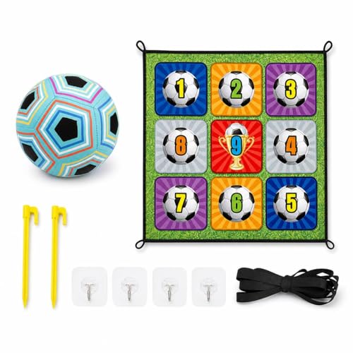 Tacky Practice Mat Target Game, Childrens 150x150cm, Soft Material Soccer Practice Mat for Kids 7-14 Years, Indoor Outdoor Soccer Set, Blue - color: Blue