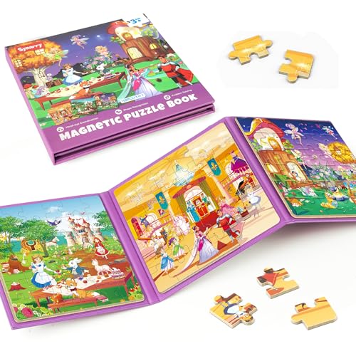 SYNARRY Princess Fairy Party Magnetic Puzzles for Toddlers 3-5 Girls, 36 Pieces Travel Puzzles for Kids Ages 4-6, Easter Basket Stuffers Gifts for Kids, Car Airplane Road Trip Activities Toy - style: Princess Fairy