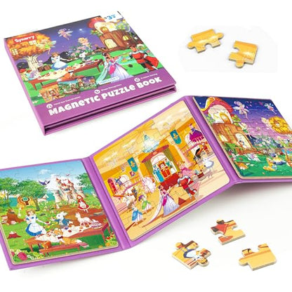 SYNARRY Princess Fairy Party Magnetic Puzzles for Toddlers 3-5 Girls, 36 Pieces Travel Puzzles for Kids Ages 4-6, Easter Basket Stuffers Gifts for Kids, Car Airplane Road Trip Activities Toy - style: Princess Fairy