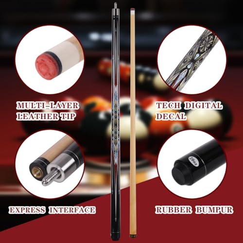 Canadian Maple Pool Cue Stick, Stainless Steel 5/16" X 18 Joint, 58 Inch 13mm Tip Billiard Pool Cue Stick, 19 20 oz, 2-Piece Pool Cue Stick for Beginner, Commercial Home Entertainment - color: Model B(19oz)(20oz)