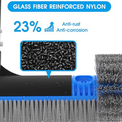TidyMister 20'' 2 in 1 Pool Brush Head Cobweb Duster Heavy Duty Pool Cleaning Detachable Round Brush with EZ Clip & Wavy Nylon Bristles for Inground Pool & Above-Ground Pool (Without Pole) - size: 20.5inch