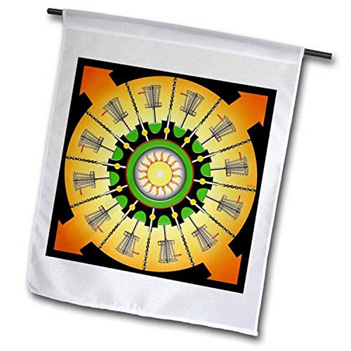 3dRose fl_174247_2 Sunny Baskets Frisbee Disc Golf Baskets with Putters and Chains Garden Flag, 18 by 27"