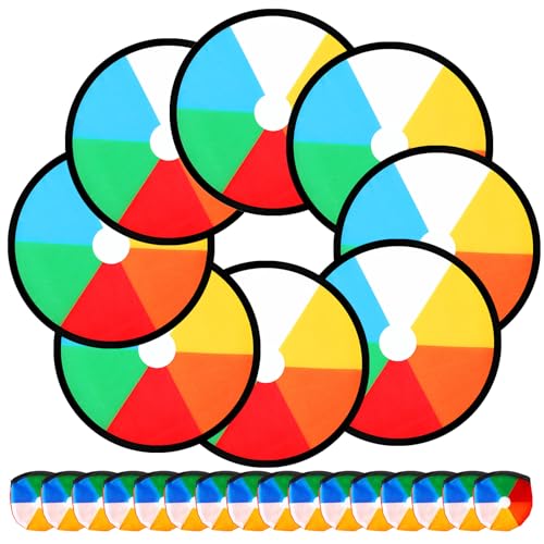 Seenelling 24 Pieces Foldable Flying Disc Fans Set Beach DIY Handheld Folding Fan for Party Creative Gift with Colorful Pocket Adult Summer Outdoor Activity Birthday Party Favors