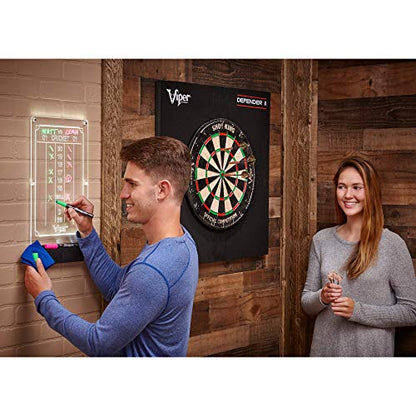 Viper Illumiscore Plus+ See-Through Illuminated Back-Lit Dry Erase Dart Scoreboard, Large (19.50" L x 10.00" W), Black