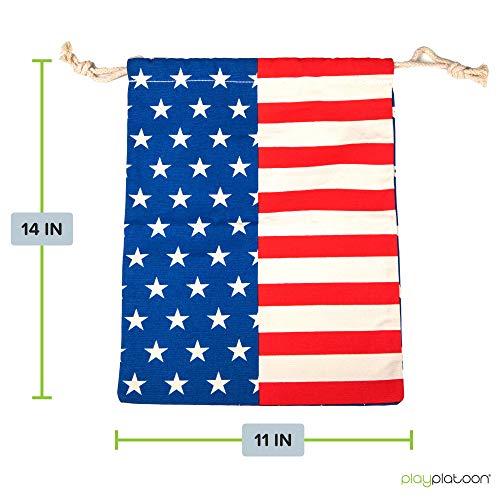 Play Platoon Cornhole Bag Holder - Tote Bag for Carrying Corn Hole Bean Bags - size: 8, Flag String
