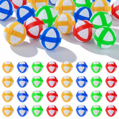 60 Pack Mini Sticky Golf Balls for Fabric Darts Board, Darts Hook and Loop Balls Safe Sport Game Accessories for Teens Indoor Outdoor Party Games (4 Colors)
