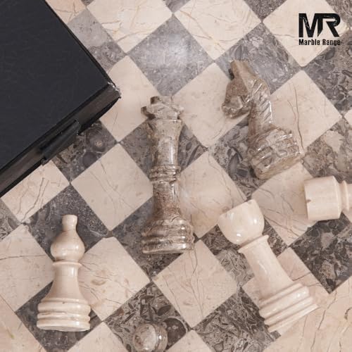 Marble Chess Set 15" Inches Verona & Oceanic with Storage Box and 2 Extra Queen Handmade Classic Board Games for Adults, Luxury Marble Chess Board & Chess Pieces for Gifts - color: Verona & Oceanic
