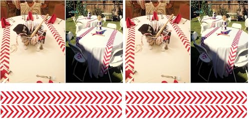 Baseball Table Runner/Baseball Party Decorations/Baseball Runner Table Cloth Runner Sports Red White for Boy Sports Themed Birthday Party (Pack of 2) - size: 60 x 6 inches (Pack of 2)