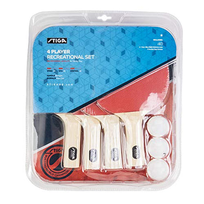 STIGA Classic 2 Player and 4 Player Ping Pong Set - Table Tennis Rackets - style: 4 Player Set