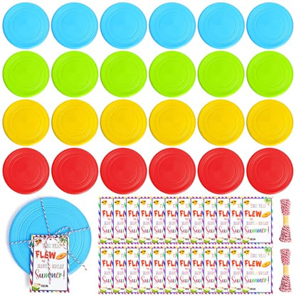 Summer 7" Rubber Flying Discs with Ropes and Gift Cards Beach Party Favors Bulk Outdoor Games Pool Camping Toys for Group Activities Family Fun
