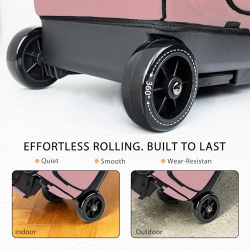 Goloni Double Roller 2 Ball Bowling Bag with Separate Shoe Compartment,2 Ball Bowling Bag with Wheels,Retractable Handle Extends to 40" - color: Meat pink