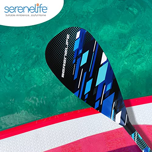 SereneLife Carbon Fiber Paddle Board | 70-86 Inches Adjustable SUP Paddle | 3-Piece Lightweight 60% Carbon Fiber Shaft | Oval Shaft Lever Lock Clamp with Comfortable Grip | Carrying Bag Included