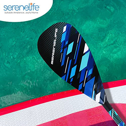 SereneLife Carbon Fiber Paddle Board | 70-86 Inches Adjustable SUP Paddle | 3-Piece Lightweight 60% Carbon Fiber Shaft | Oval Shaft Lever Lock Clamp with Comfortable Grip | Carrying Bag Included