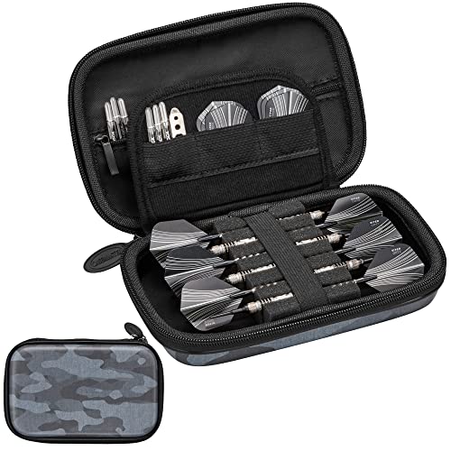 Casemaster Sentinel 6 Dart Case, Holds Extra Accessories, Tips, Shafts and Flights, Compatible with Steel Tip and Soft Tip Darts, Impact & Water Resistant Tactech Shell, Black Camo - color: Black Camo