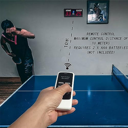 TsoLay Tabletop Electronic Scoreboard, 5 Digit Electronic Basketball Scoreboard with Remote and Buzzer, 6 Levels of Brightness Adjustment, for Indoor&Outdoor Game, Baseballl/Shuffleboard/Billiard