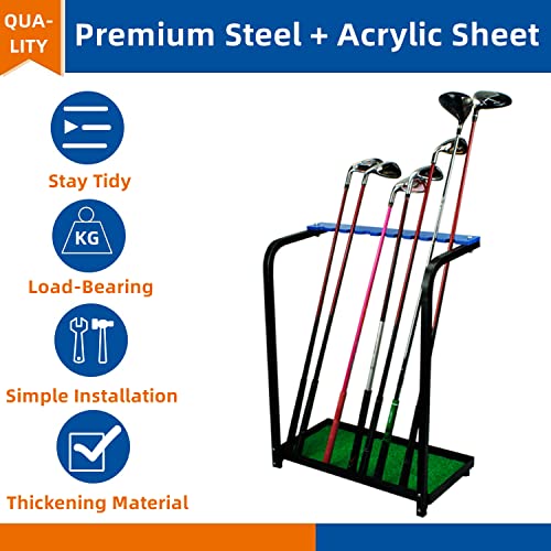 Nisorpa Golf Club Rack Golf Club Organizer 9 Clubs Golf Putter Stand - Indoor Display Rack Metal Golf Club Display Rack for Storage Sports Outdoors Wall Garage