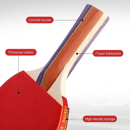 Liliful 8 Pieces Table Tennis Paddle Set Portable Indoor Tennis Rackets Accessories Bulks with 12 Balls and Storage Bag for Indoor Outdoor Adult Professional Games