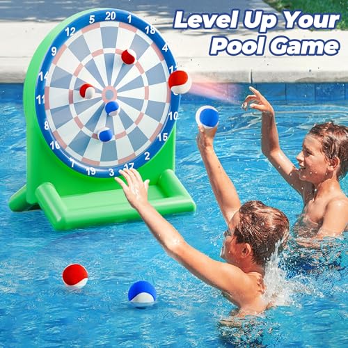 Funscape Kids Fun Pool Toys, Inflatable Dart Board Toss Water Game, Swimming Pool Float, Beach Yard Outdoor Play, Summer Birthday Party Sport Gift 3 4 5 6 7 8 9 12 Yrs Boy Girl Teen Adult Family-Green - color: Green