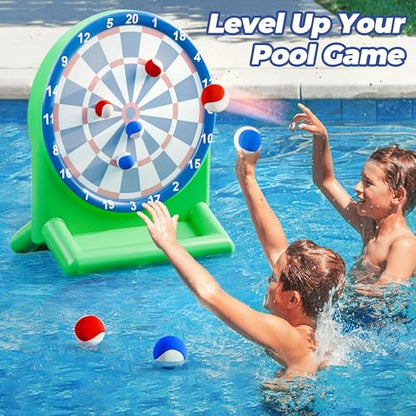 Funscape Kids Fun Pool Toys, Inflatable Dart Board Toss Water Game, Swimming Pool Float, Beach Yard Outdoor Play, Summer Birthday Party Sport Gift 3 4 5 6 7 8 9 12 Yrs Boy Girl Teen Adult Family-Green - color: Green