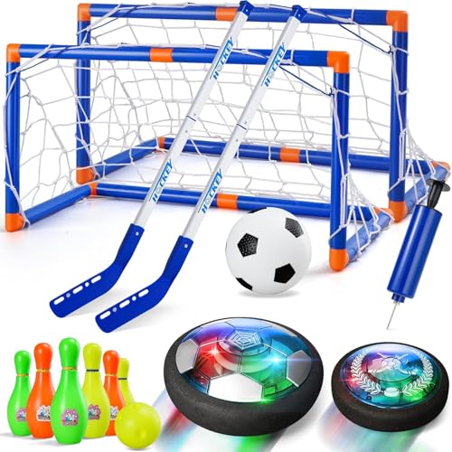 Nazano 4-in-1 Hover Soccer Ball Set, Rechargable Air Floating Soccer Toy with LED Lights, Indoor & Outdoor Kids Sports Toys, Christmas Birthday Gifts for Boys Girls Aged 3 4 5 6 7 8-12 - size: 4-IN-1 HOCKEY SOCCER BALL SET
