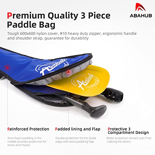 Abahub Carbon Fiber SUP Paddles, 1 x 3 Section Adjustable 67" - 86" Carbon Fiber Shaft, Lightweight Stand-up Paddle Oars for Paddleboards, with a Carrying Bag - color: Carbon Fiber Shaft & Yellow Wave Print Plastic Blad