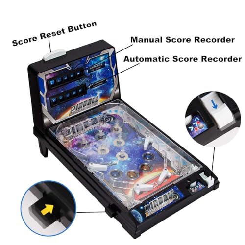 Mini Table Pinball Games Machine, Electronic Pinball Ball Shooting Game with Lights, Sounds and Scoreboard, Tabletop Pinball Toys for Kids Adults Birthday Party Gift