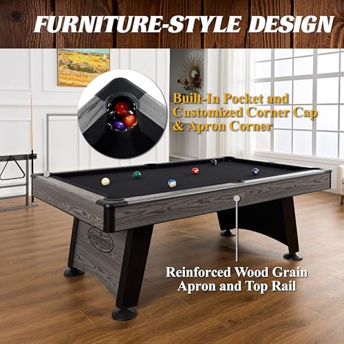 Barrington Billiards Multiple Styles Pool Table, Preassembled Playfields with Complete Billiard Accessory Sets, Perfect for Family Game Rooms | Multiple Styles - style: 7.5 Ft Blackstone