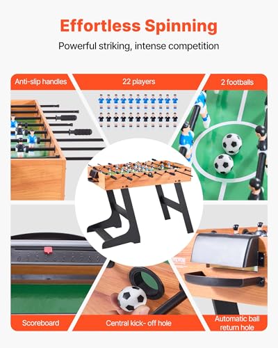 VEVOR Foosball Table, 55 inch / 42 inch Standard Size Foosball Table, Indoor Full Size Football Table for Home, Family, and Game Room, Soccer with Durable Soccer Set - size: 42IN