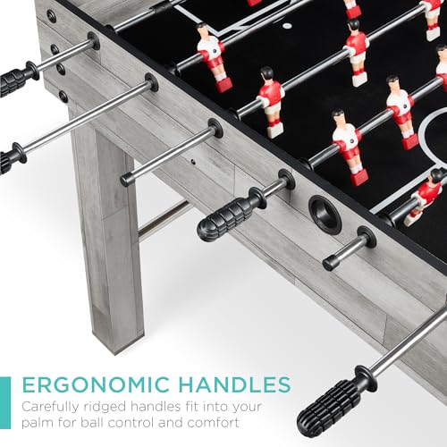 Best Choice Products Foosball Table for Kids and Adults, Game Room Soccer Game Table w/ 2 Balls, 2 Cup Holders, Ergonomic Handles, Chrome Finished Metal Bars - color: Gray
