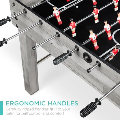 Best Choice Products Foosball Table for Kids and Adults, Game Room Soccer Game Table w/ 2 Balls, 2 Cup Holders, Ergonomic Handles, Chrome Finished Metal Bars - color: Gray