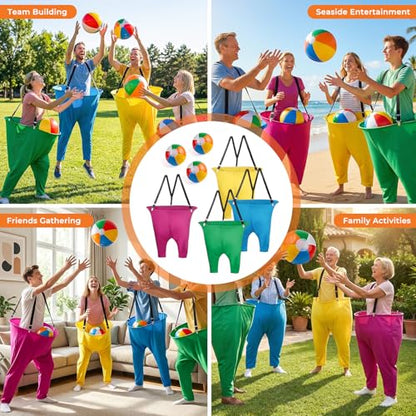 Granny Pants Yard Game Set, Giant Yard Games with 20 Bouncy Balls, 4 Suspenders, Pumps & Flags, Funny & Outdoor Games for Adults and Family, Huge Backyard Games for Lawn, Camping & Party Games
