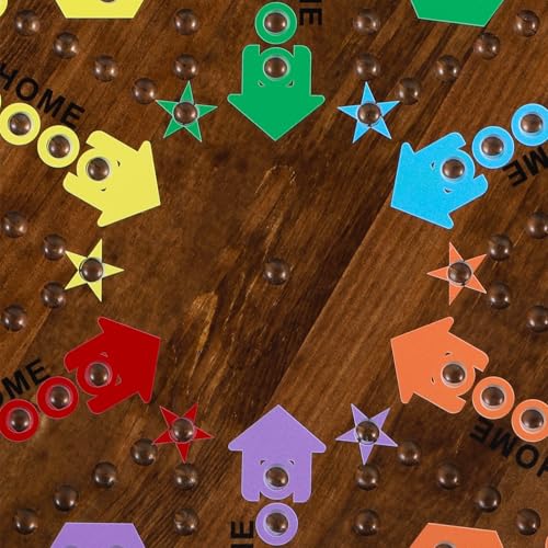 Large 20 Inches Wahoo Marble Board Game 4 and 6 Players 2 Sided Painted Thicken Wooden Dice Marbles Game for Family Friends Party Game Nights - color: Flame, style: 20 Inch