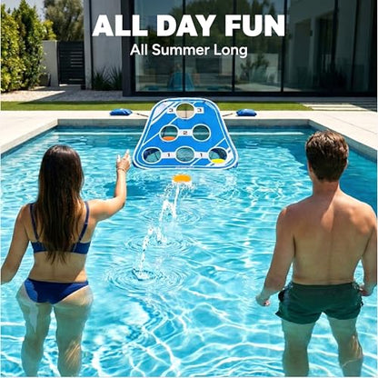 GoSports Splash Skip Floating Pool Cornhole Game – Stone Skipping Swimming Pool Game for Adults & Family – Water Cornhole Game for Pools & Lakes - style: Classic (1 Target)