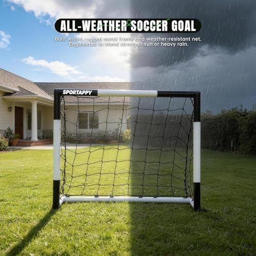 Heavy Duty Soccer Goal 2.6x3|4x6|6x8|6.5x10|6.5x12FT, All-Weather Steel Frame Tool-Free Quick Assembly Football Training Goal, Multi-Size Backyard & Match Equipment with Ground Stakes - size: S | 76x91cm