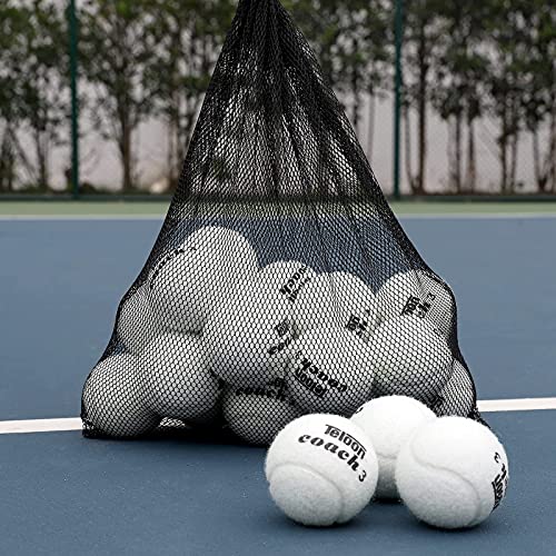 Teloon Pressure Training Tennis Balls-12 or 18 Count-Mesh Carry Bag，4 Colors Available，Pressureless Training Exercise Tennis Balls for Beginners. - color: White-18pcs