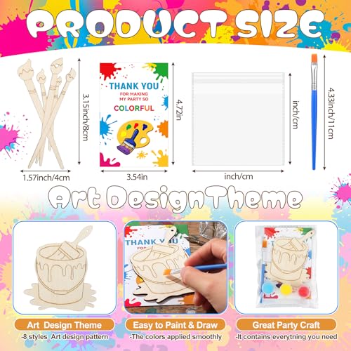 Saypacck 24 Pcs Art Painting Party Favors Wooden Painting Craft Kits Birthday Party Supplies with Organza Bag for Goodie Bags Fillers Adult Thank You Gifts - style: Art Painting