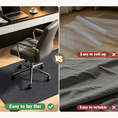 Office Chair Mat, 47 x 35 Inches, Gray | For Hardwood & Tile Floor, For Carpet, Anti-Slip, Floor Protector, Noise Cancellation