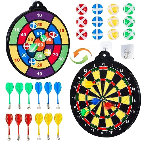 HELLO PAPAYA Magnetic Dart Board - 12Magnetic Darts+12Sticky Balls Or 2 Toy Gun+40 Foam Dart,Fun for Family Game and Party with Friends, Christmas Birthday Gifts Toys for 3-12 Year Old Boys - style: 14in-12Magnetic Darts+12Sticky Balls