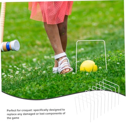 GARVALON 9pcs Iron Wire Croquet Wickets Replacement Outdoor Croquet Gate for Family Lawn Backyard Games for Picnics Camping and Outdoor Gatherings