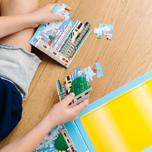 Melissa & Doug Take-Along Magnetic Jigsaw Puzzle Set – Vehicles (2 x 15 Piece) Travel Activity Toy for Preschoolers and Kids Ages 3+ - style: Vehicles