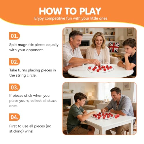 Magnetic Chess Set, Magnet Board Game with String & Full-Size Stones, Travel Magnetic Games for Family Night/Party/Camping, 2 Player Puzzle Strategy Games for Adults