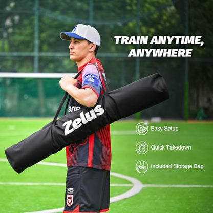 ZELUS Football Throwing Net, Quarterback Training Equipment with 5 Target Pockets, Football Practice Throwing Passing Accuracy Trainer with Carry Bag Ground Stakes for Kids Adults - color: Black, size: 7×7