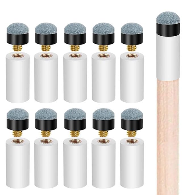 20pcs Screw-in Pool Cue Tips & Ferrules Set – No Glue Needed, Universal Fit for 12mm/13mm Cues, Leather Tip with Plastic Ferrule for Easy Replacement