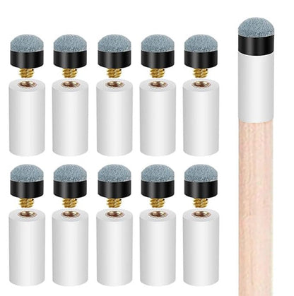 20pcs Screw-in Pool Cue Tips & Ferrules Set – No Glue Needed, Universal Fit for 12mm/13mm Cues, Leather Tip with Plastic Ferrule for Easy Replacement