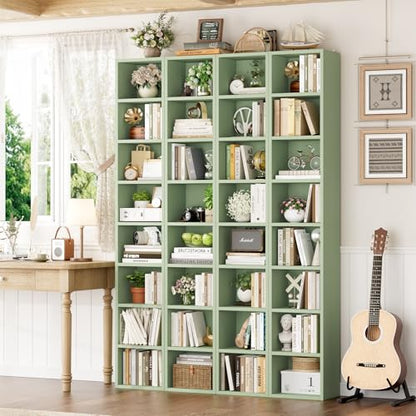 FOTOSOK 8-Tier Media Tower Rack, 11.6 X 9.3 X 70.9 Inches CD DVD Slim Storage Cabinet with Adjustable Shelves, Tall Narrow Bookcase Display Bookshelf for Home Office, Green - color: Green