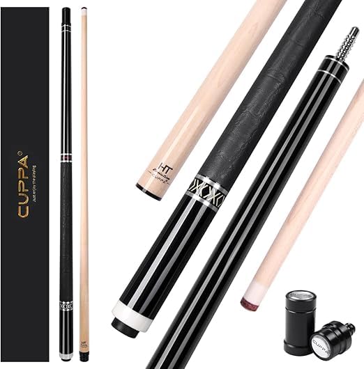 CUPPA Pool Sticks for Adults 58 inch Professional Pool Cue 12.5mm Tip | Canadian Hard Maple Shaft, 3/8*8 Radial Joint, Custom Gift Box, Ideal for Holiday Gifts, Family Fun, Clubs & Bars - color: Ebony LX