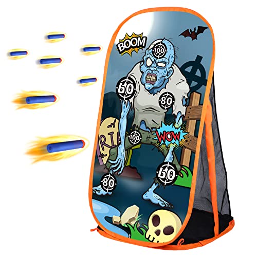 Quanquer Toy Foam Blasters Shooting Practice Target Compatible with Nerf Toy Blasters - Zombie Shooting Target Game with Net - Ideal Shooting Games Toy Gift for Boys Girls Indoor Outdoor Activity