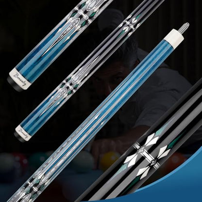 Pool Cue Kit - Stained Maple 58 Inch Pool Stick with Hard Case and Accessories for Billiards Enthusiasts - color: Blue, style: 19oz