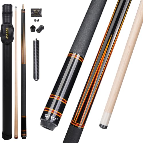 CUEELF Professional Pool Cue Stick – Handmade, Low Deflection | Solid Brass Joint Low Deflection Shaft 12.5mm Pro Tip & Inlay Ring Leather Non-Slip Wrap Precision Balanced - color: CJ-SH-07